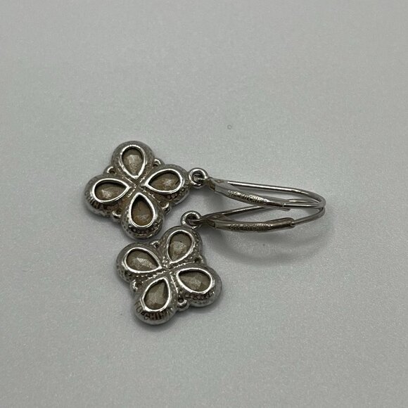 Sterling Silver 925 Blue Topaz Clover Drop Earrings Leverback Hook - Picture 10 of 11